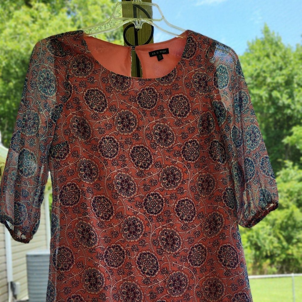 As U Wish Paisley Dress, Small Navy Blue/Pink